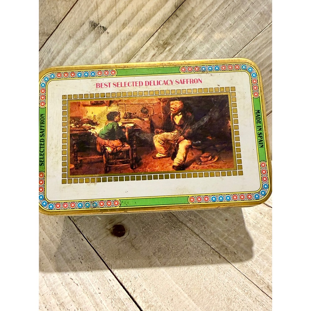 Vintage Roland Imports Saffron empty Tin Spain Collectible Spice Box Kitchen